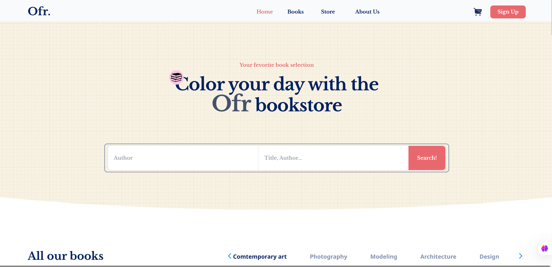 Ofr. Bookstore Landing Page