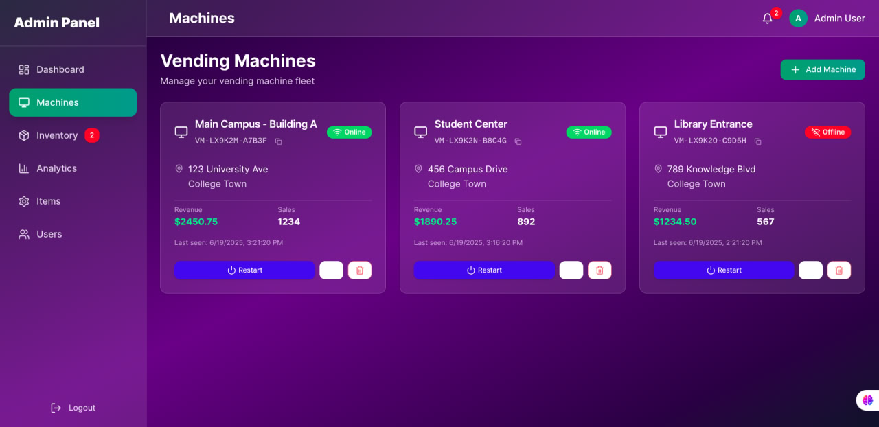 Vending Machine Management System